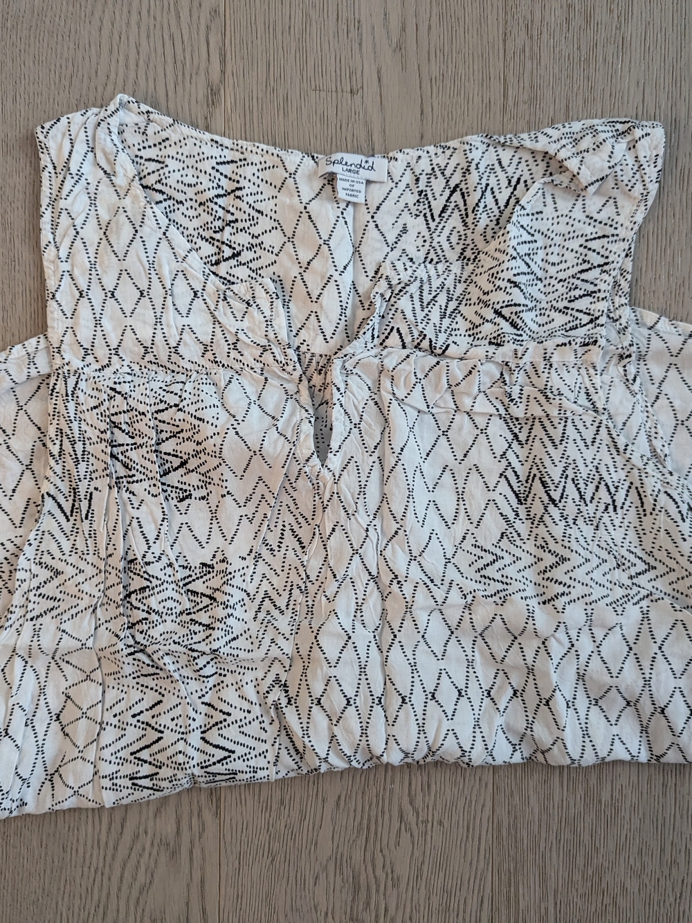 Splendid White & Black Patterned Sleeveless Top